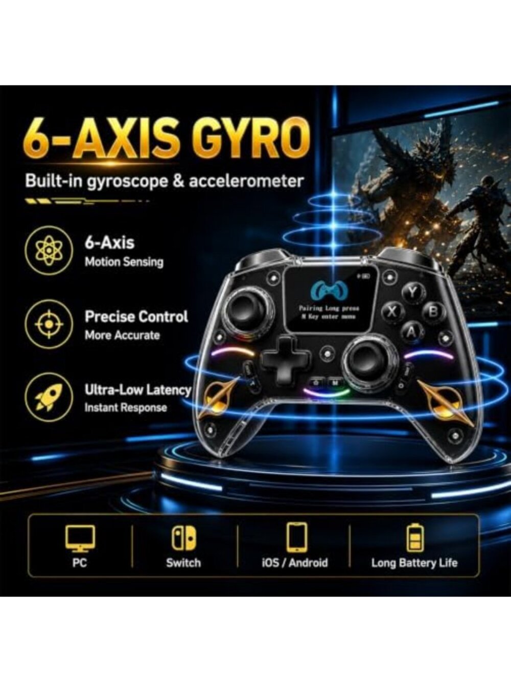 Wireless Game Controller for PC, Steam, Switch, iOS & Android - RGB, Hall - Picture 7 of 7